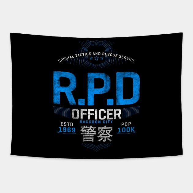 RPD Raccoon Police Department Tapestry by technofaze