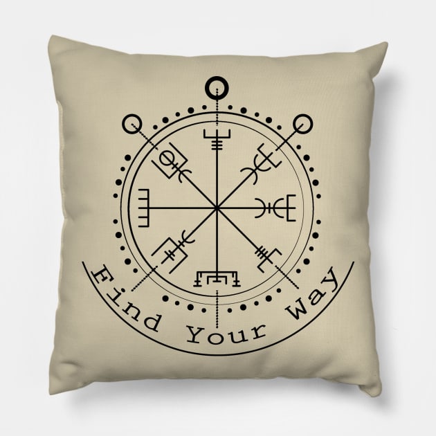 Find Your Way - Vegvisir Pillow by phxartisans