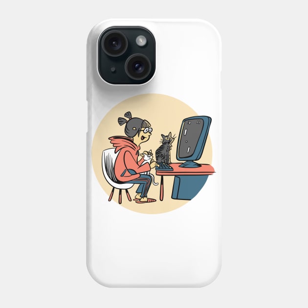 GAMER GIRL WITH CATS Phone Case by madeinchorley