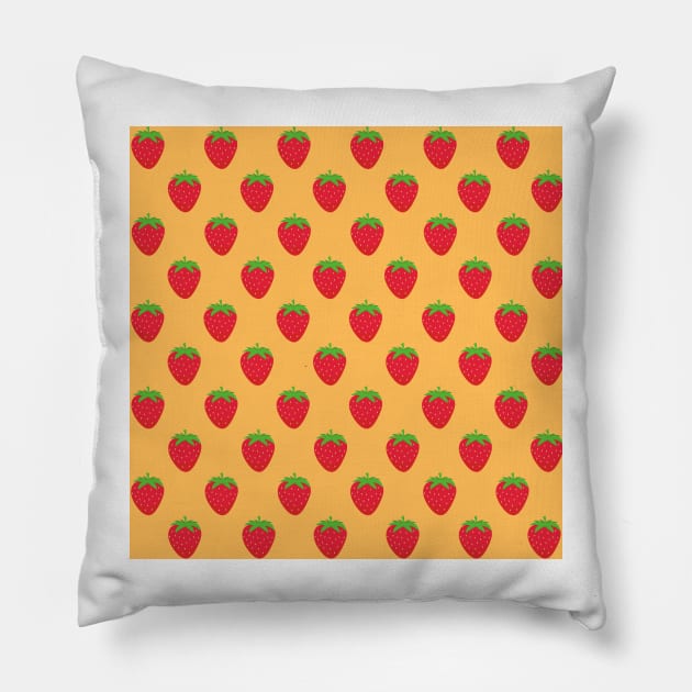 Wild Strawberries - Peach Pillow by IslandofdeDolls