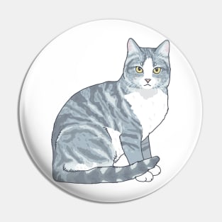 Gray Tabby Cat Pin