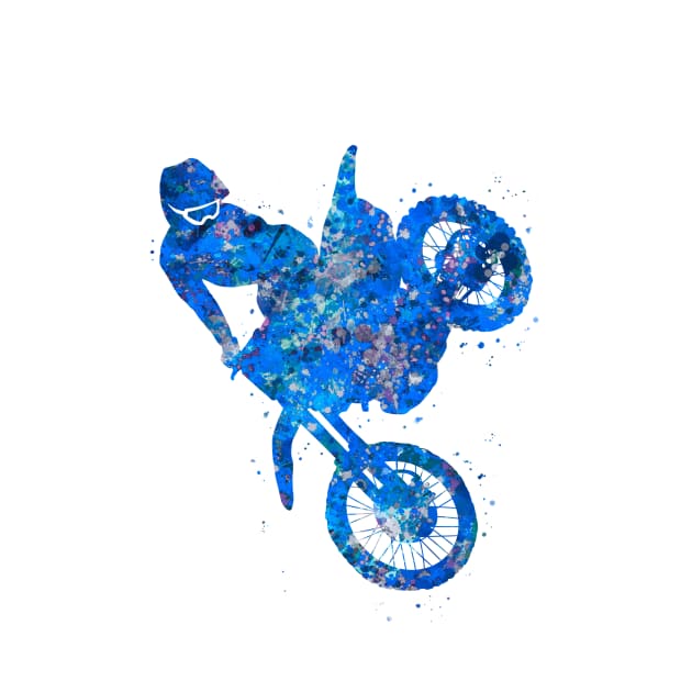 Motocross extreme blue art by Yahya Art