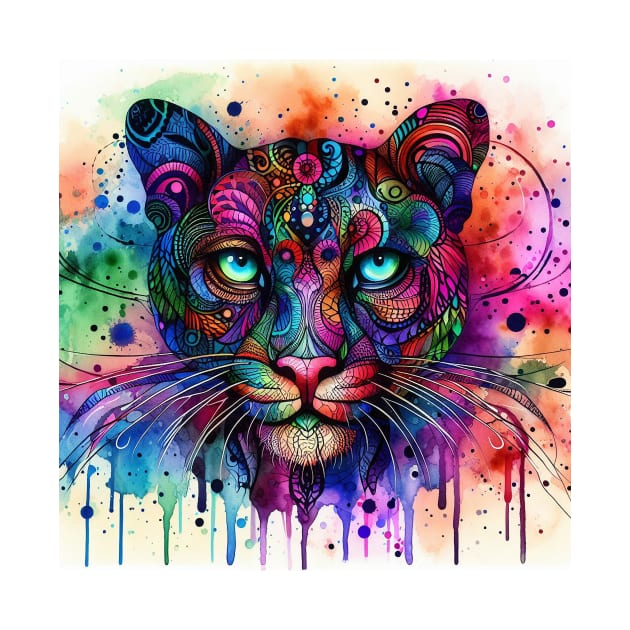 Colorful illustration of a cougar in false colors by WelshDesigns