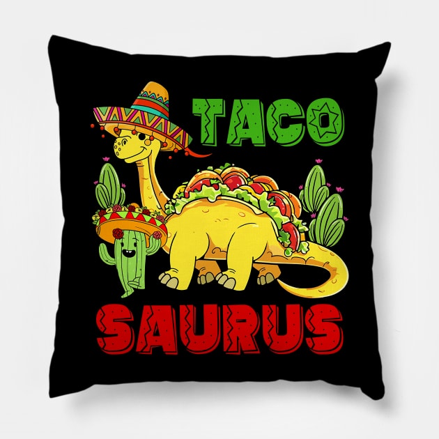 Tacosaurus Taco Dinosaur Funny Dino Cinco De Mayo Mexican Pillow by Satansplain, Dr. Schitz