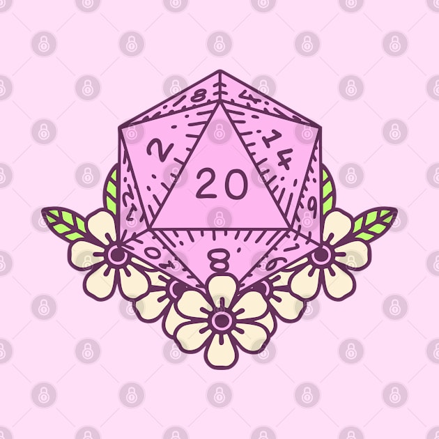 Cute d20 dice in pink by WildMagicUK