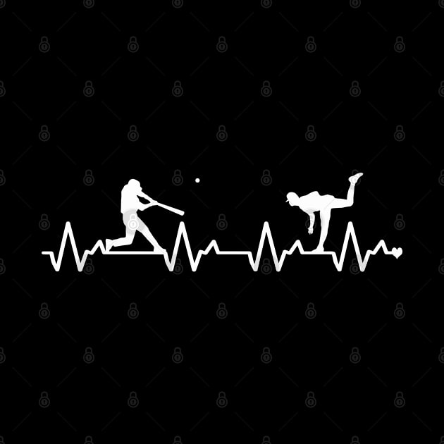 Heartbeat EKG Heat Rhythm Heart Love Baseball Right Handed Hitter Dinger by TeeCreations