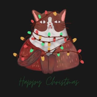 Cat with Christmas Lights T-Shirt