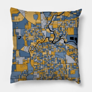 Fort Wayne Map Pattern in Blue & Gold Pillow