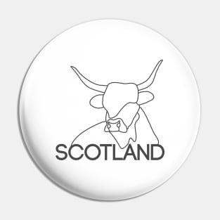 Scottish Highland Cow Continuous Line Drawing (Grey) Pin