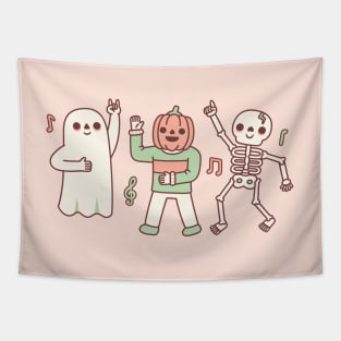 Funny Dancing Ghost, Jack O Lantern And Skeleton Tapestry