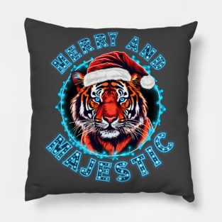 Merry and Majestic Christmas Tiger Pillow