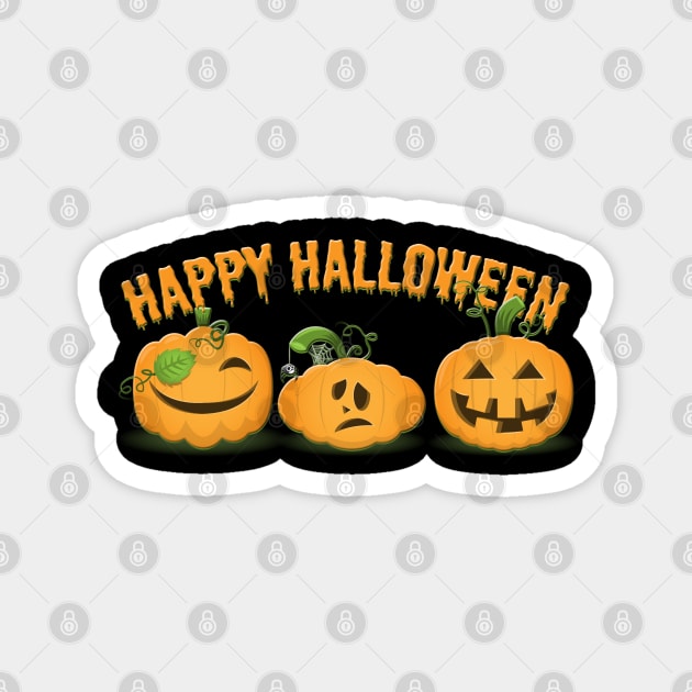 Halloween funny Pumpkins Magnet by Hispaniola-Fineart