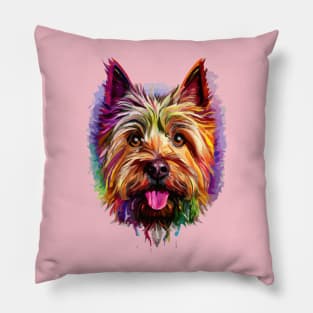 Cute Cairn Terrier Dog Paint Art Pillow