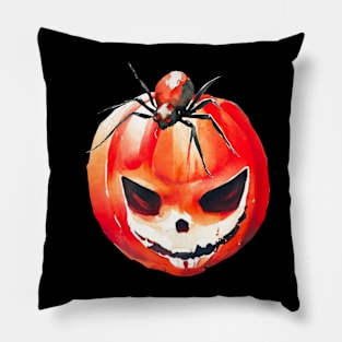 Pumpkin Skull Spider Pillow