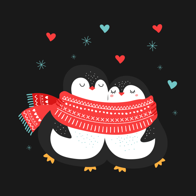 Cute Penguin Couple Christmas Winter Love by Foxxy Merch