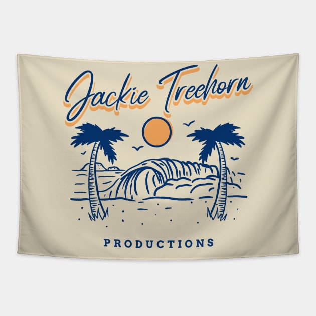 Jackie Treehorn Productions Beach Logo Funny Big Lebowski Tapestry by GIANTSTEPDESIGN