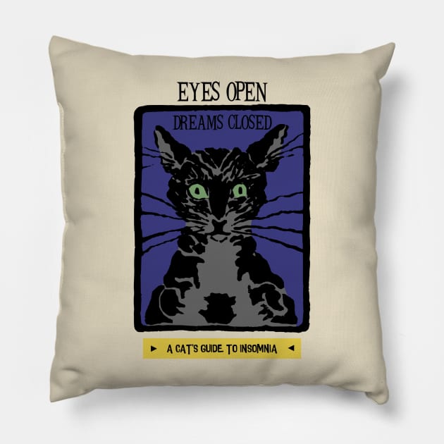 A Cat's Guide to Insomnia Pillow by Silvermoon_Designs