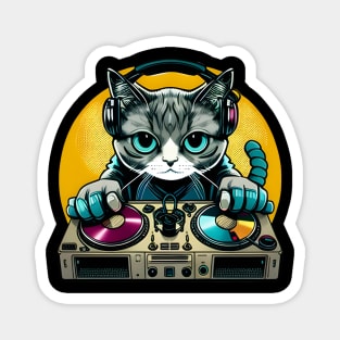 Cat DJ Shirt EDM Dance Gift - Cat DJ Club Magnet