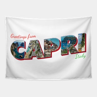 Greetings from Capri in Italy Vintage style retro souvenir Tapestry