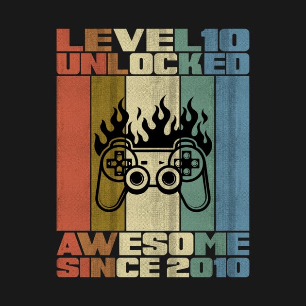 Level 10 Unlocked Birthday 10 Years Old Awesome Since 2010 by 5StarDesigns