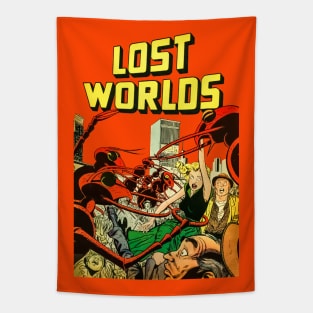 Invasion Giant Ants City Lost Worlds Girl Yellow Retro Comic Vintage Cartoon Tapestry