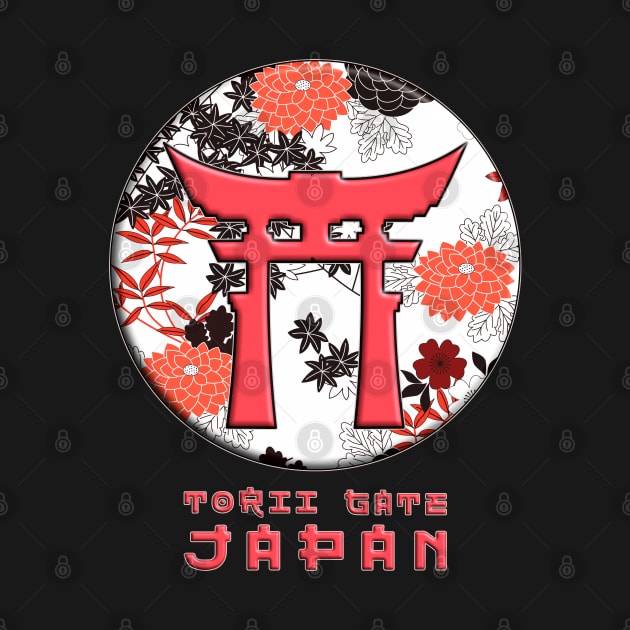 Torii Traditional Japanese Gate Japanese Flag Japan Symbol Floral Pattern Chrysanthemum Cherry Blossom 57 by dvongart