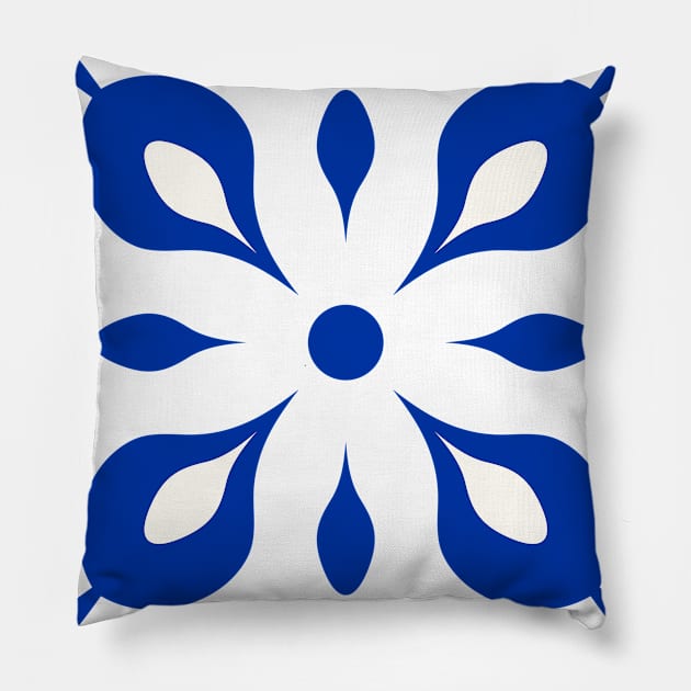 Antique Azulejo Tile Floral Pattern Pillow by NataliiaKu