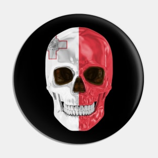 Malta Flag Skull - Gift for Maltese With Roots From Malta Pin