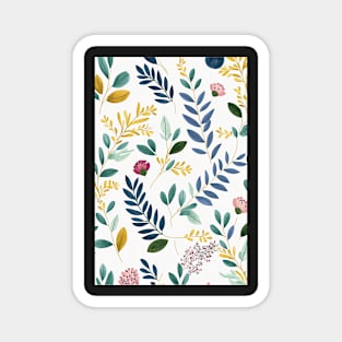 Floral Garden Botanical Print with Spring Flowers and Leaves Magnet