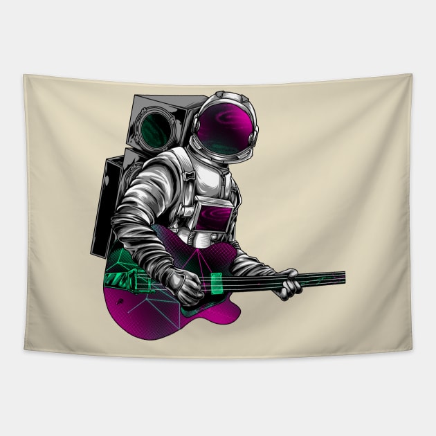 astronaut playing guitar Tapestry by Mako Design 