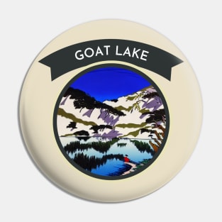 Retro Goat Lake with Beautiful Scenic View For Backpackers Pin