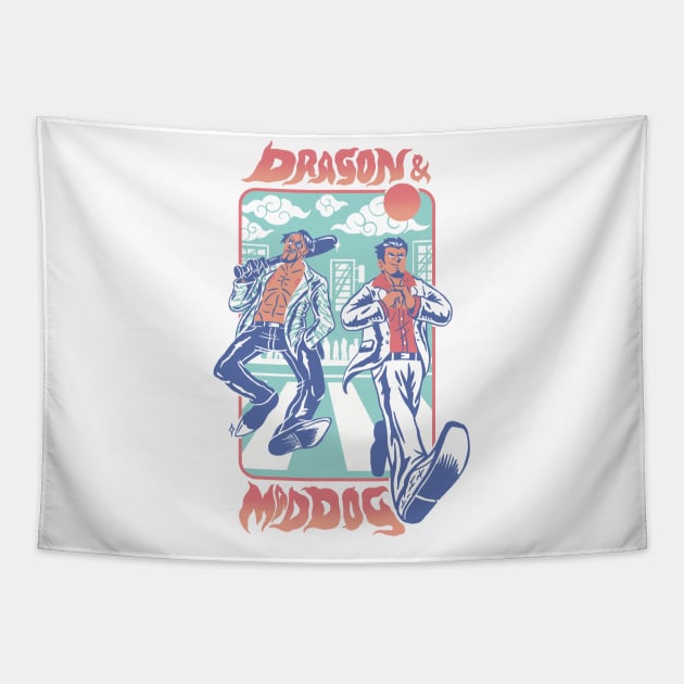 Dragon & Mad Dog Tapestry by Henrique Torres