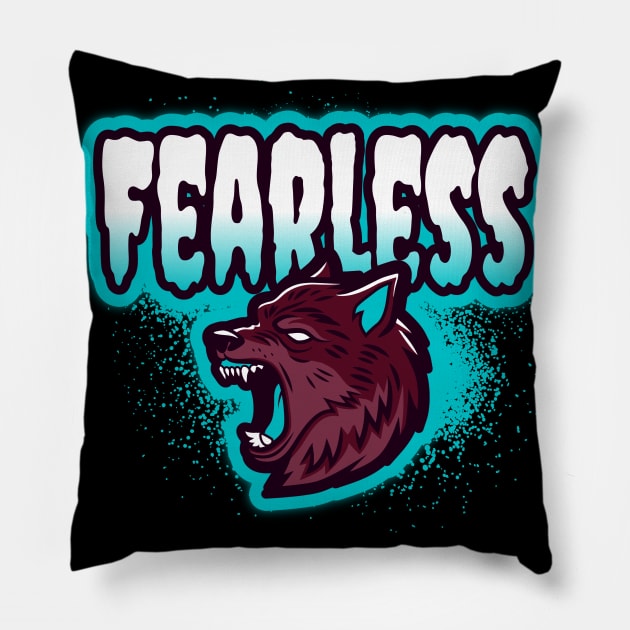 Fearless Wolf Pillow by Wolf Clothing Co