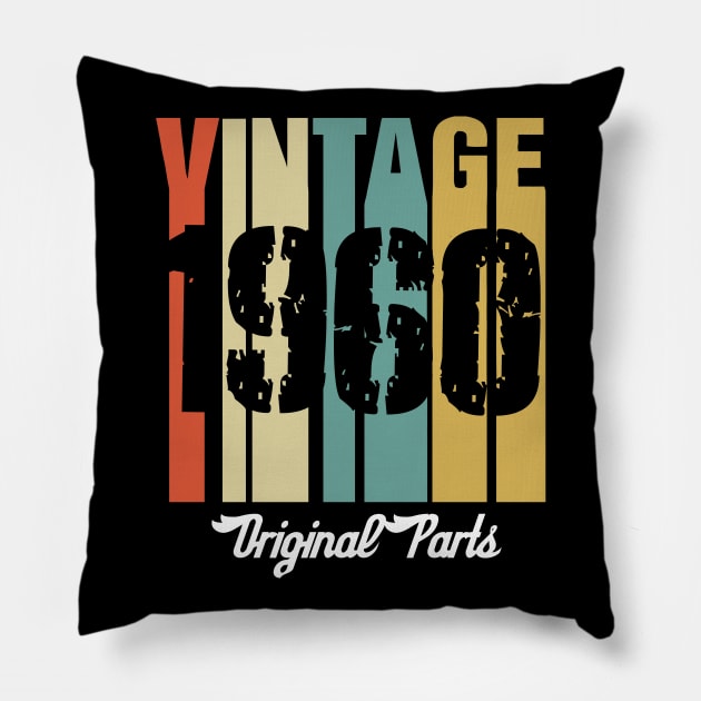 Vintage 1960 Original Parts Retro Vintage Birthday Gifts 60s Pillow by nzbworld