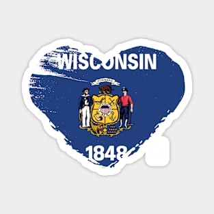 U.S. State - I Love Wisconsin - Wisconsin Flag Magnet