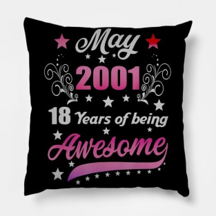 Born in May 2001 19th Birthday Gifts 19 Years Old Pillow