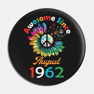 Funny Birthday Quote, Awesome Since August 1962, Retro Birthday Pin