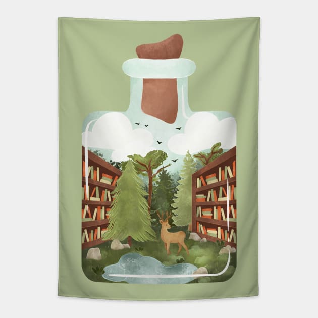 FOREST LIBRARY Tapestry by Catarinabookdesigns