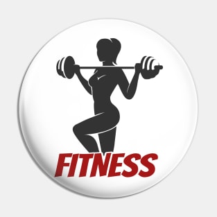 Fitness Girl with barbell illustration Pin