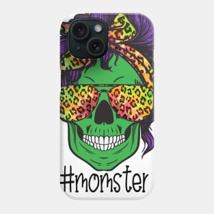 Mom of Monsters, Halloween Mom Life Skull Cheetah Tie Dye Phone Case