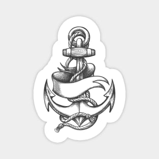 Ship Anchor with marine ropes and Blank Ribbon Old School Tattoo Magnet