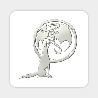 Wolf and Dragon Pewter white Magnet