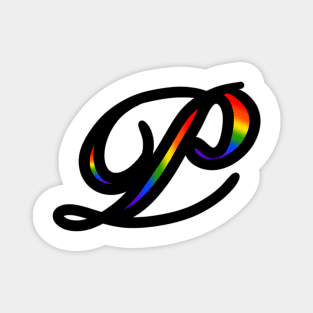 Rainbow Cursive Letter P Magnet