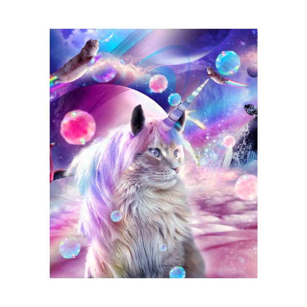 Space Rainbow Caticorn Cat Unicorn by Random Galaxy