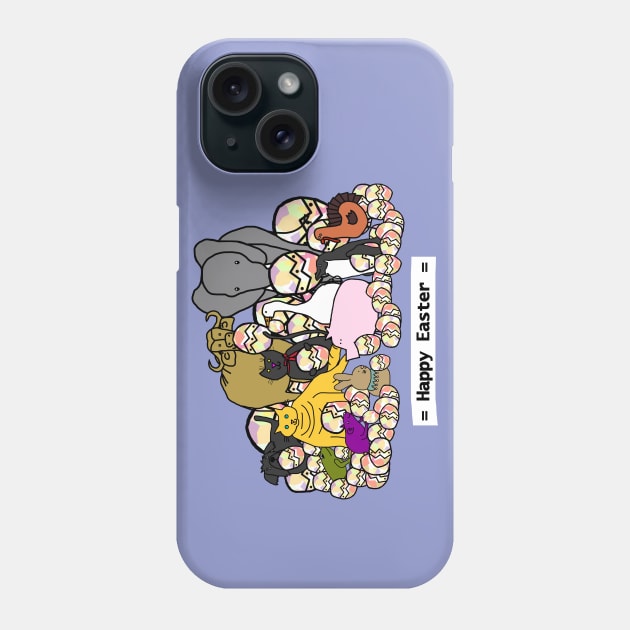 Happy Easter from these Cute Animals with Funny Easter Eggs Phone Case by ellenhenryart