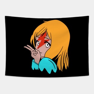 Cute Anime Girl With Red Flash on Her Face Tapestry