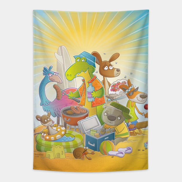 Summer Beach Fun Australia Tapestry by vaughanduck