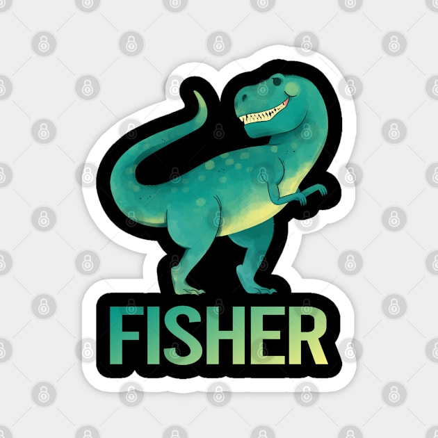 Happy Dinosaur - Fisher Name Magnet by Atlas Skate