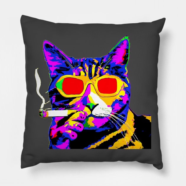 Cool top g cat Pillow by IOANNISSKEVAS