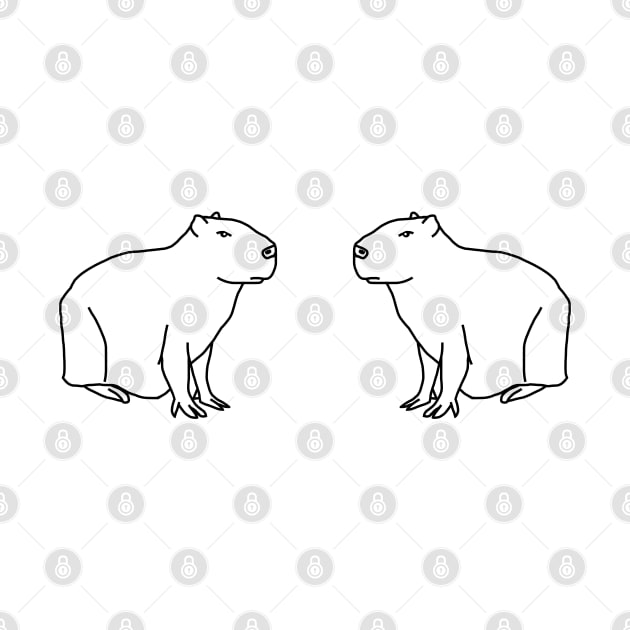 Capybara With Friend Minimal Line Drawing by ellenhenryart